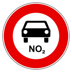 NO2 Auto und Verbotsschild