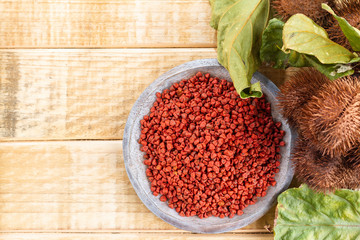 Seeds of achiote, originating from central america and parts of south america is used to season food