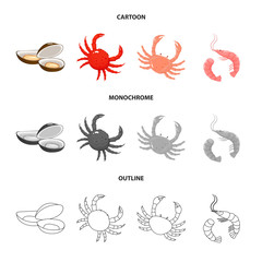Vector design of fresh  and restaurant sign. Collection of fresh  and marine   vector icon for stock.