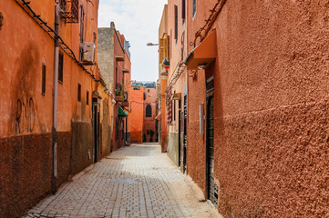 Fototapeta na wymiar Empty street in Marrakech, Morocco