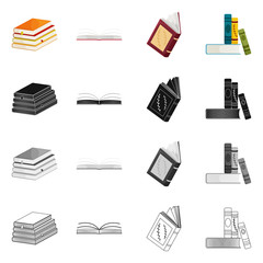 Vector design of training and cover icon. Collection of training and bookstore  stock symbol for web.