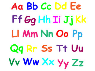Hand drawn alphabet. Modern  font. Creative font. Colored letters on white background