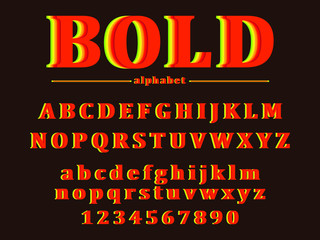 Fototapeta na wymiar Vector of retro bold font and alphabet 