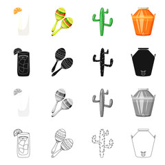 Vector design of cafe and Latin symbol. Collection of cafe and national stock vector illustration.