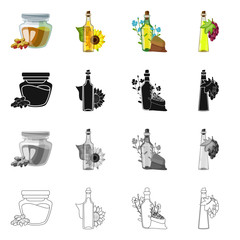 Isolated object of healthy  and vegetable  logo. Set of healthy  and agriculture vector icon for stock.