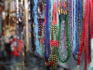 beads and colorful necklaces