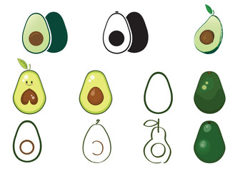 Illustration of avocado, logo, cute fruit. Vector illustration