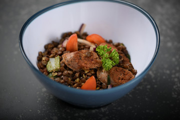 plat de saucisse lentilles
