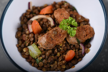 plat de saucisse lentilles
