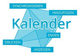 Kalender - Begriffe verbinden, Farbe blau