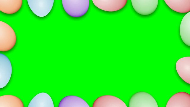 Easter eggs border frame. Easter eggs rotating - seamless loopable colorful background animation.