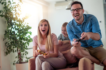 Family having fun at home