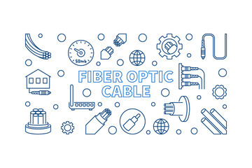 Vector Fiber Optic Cable concept horizontal illustration in thin line style