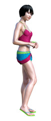3D Rendering Teenager Girl on White
