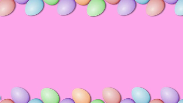 Easter eggs border frame. Easter eggs rotating - seamless loopable colorful background animation.