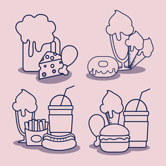 set delicious fast food  character