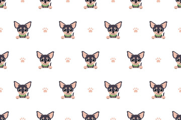 Vector cartoon character chihuahua dog seamless pattern for design. - obrazy, fototapety, plakaty