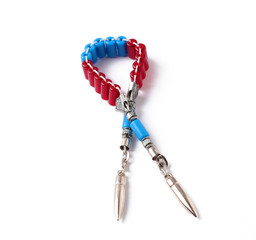 Stone bracelet red with white background. 