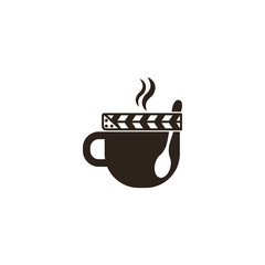 Vector illustration of clapperboard and coffee cup