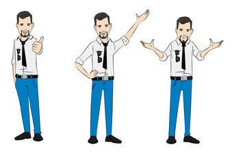 Fototapeta premium office worker character in three poses
