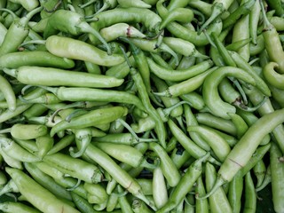 Green hot chili peppers