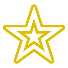 Star symbol icon - golden simple hollow outline, 5 pointed rounded, isolated - vector