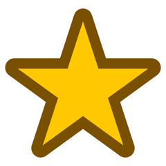 Star symbol icon - golden simple with outline, 5 pointed rounded, isolated - vector