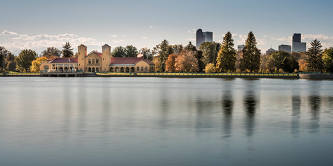 Panorama of City Park in Denver in early autumn
