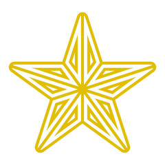 Star symbol icon - golden simple outline, 5 pointed rounded, isolated - vector