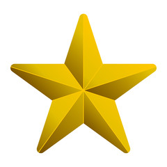 Star symbol icon - golden gradient 3d, 5 pointed rounded, isolated - vector