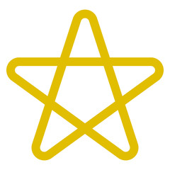 Star symbol icon - golden simple outline, 5 pointed rounded, isolated - vector