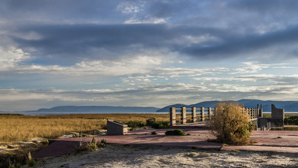 Dawn on the pier at lake Titicaca