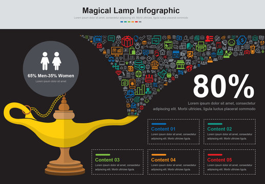 Magic Lamp with Icons Infographic Layout
