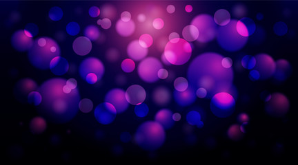 Abstract blue, purple and pink bubble background with bokeh lights in vector.