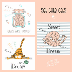 Set of cartoon cats in a cute style. © Olga