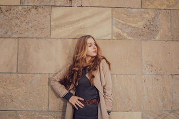 young woman in nice dress around berlin 