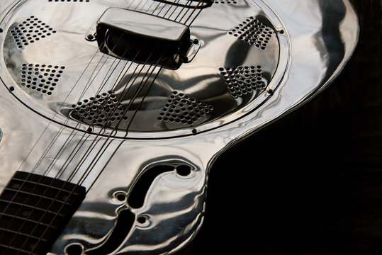 Close up of dobro guitar