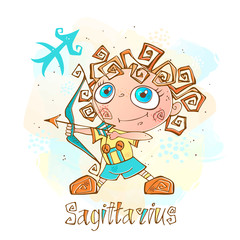 Zodiac for kids. Sagittarius Cute style