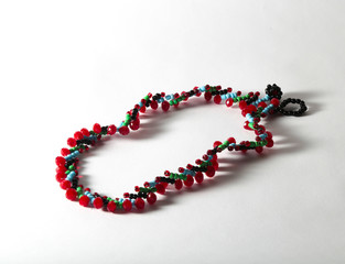 women's necklaces made of colored stones (life style) 