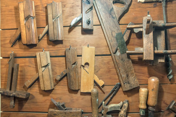set of vintage carpentry tools planes