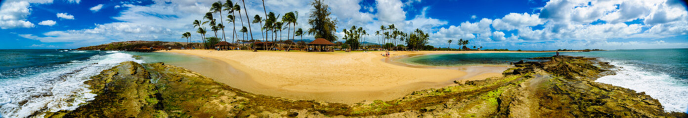 Pano of beach with ocean on both sides