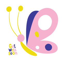 Get well soon greeting card with butterfly