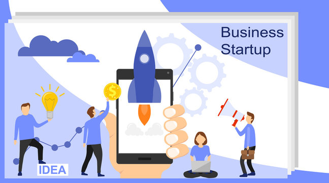 Startup landing pages. Business Start Up Concept for web page, banner, presentation, social media. Landing page template of startup.