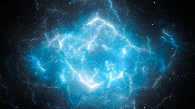 Blue glowing high energy lightning