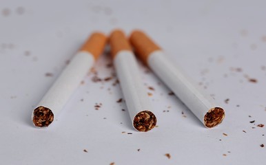 cigarettes on white background 