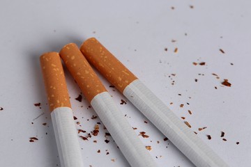 cigarettes on white background 