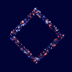 Flying red blue white star sparkles vector american patriotic background.
