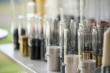 Picture of laboratory test tubes on a row