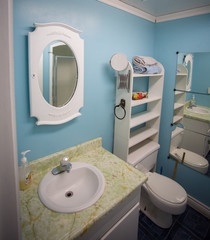 interior of modern bathroom with sink and toilet