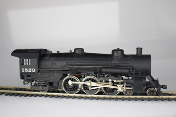 Fototapeta na wymiar Vintage steam locomotive models (electrical toy) from 30 years old private collection